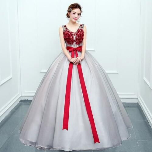 2021 New V-neck Tank Vestidos Classic Party Prom Ball Gown Vintage Floral Print Lace Quinceanera Dresses Robe De Bal Customize