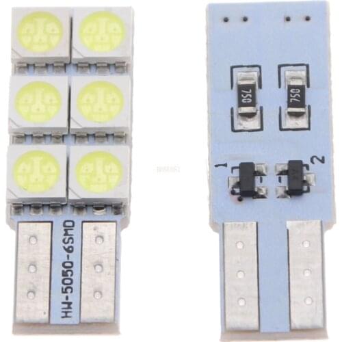 10pcs/Lot Auto led AC/DCT10 6smd 5050 LED w5w LED T10 canbus car Light led Bulb Indicator Light Parking Lamp freeshipping