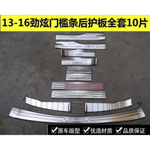 10PCS stainless steel Rear Bumper Protector Sill Scuff Plate Door Sill fit for 2013-2016 Mitsubishi ASX Car styling