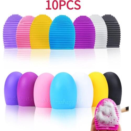 10pcs Silicone Makeup Brush Cleaner Foundation Makeup Brush Scrubber Egg Board Pad Make Up Washing Brush Gel Cleaning Mat Tools