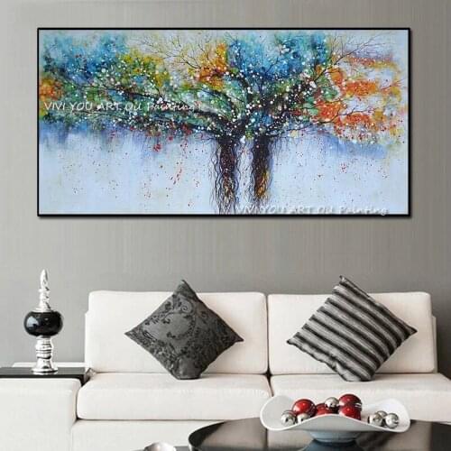 100% Handmade Oil painting Simple abstract Colorful tree modern impression painting high quality handmade abstract oil painting