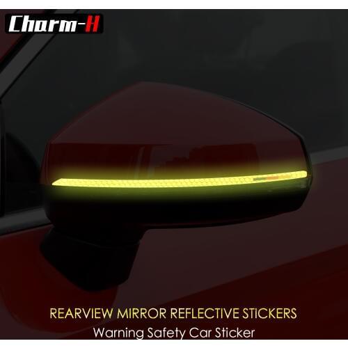 2pcs for Audi a3 2014-2018 Reflective Tape Strip Anti-collision Side Rearview Mirror Stickers Car Styling Safety Warning Decal