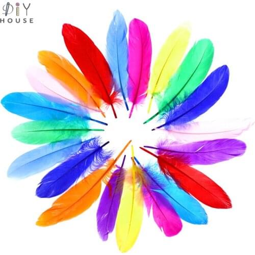 20pcs Colorful Feather Kindergarten Chirdren Handmade Creative DIY Crafts Supplies Decorative Ornaments Materials Home Fine Arts
