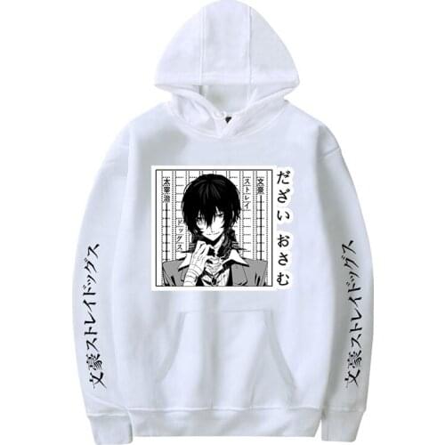 2021 Fashion Japanese Harajuku Anime Bungo Stray Dogs Costume Men Women Hoodies Sweatshirts Pullover White Black Clothes