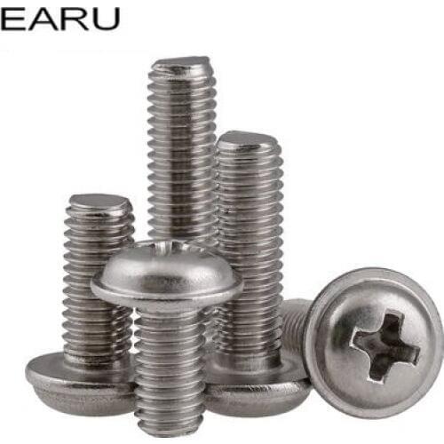 40 pieces M5*30mm 304 Stainless Steel With Washer Pad Round Head Phillips Screws for Computer