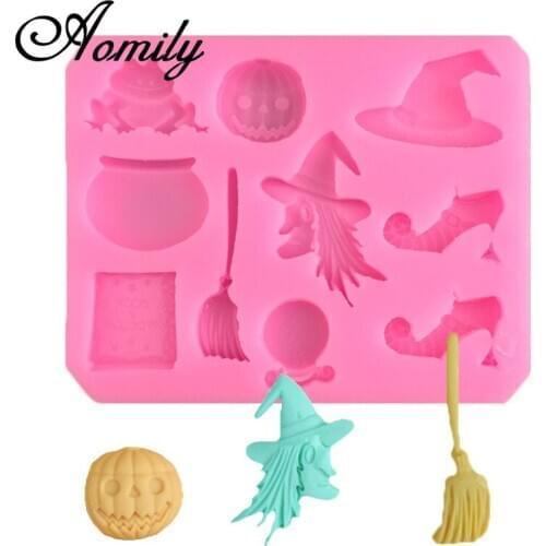 Amoliy Silicone Molds Pumpkin Mold Fondant Cake Mold Easter Witch Supplies Silicone Bakeware Mould Baking Tools for Cakes