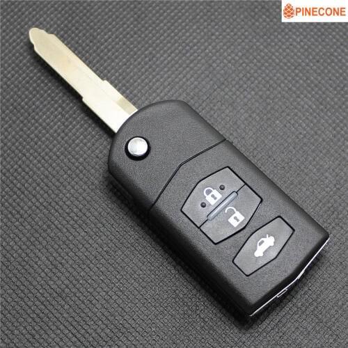 PINECONE for MAZDA 3 5 6 Car Key Case 2 Buttons Uncut Brass Blade Modified Remote Key ABS Shell 1PC