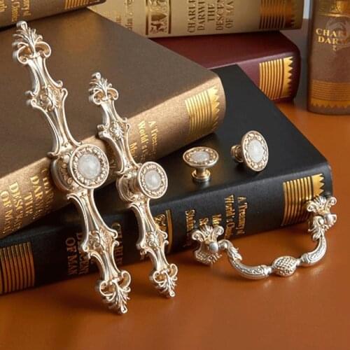Zinc Alloy Chic Cabinet Pulls Handle White Stone Drawer Dresser Pull Cupboard Door Knob Rustic Door Handles Furniture Hardware