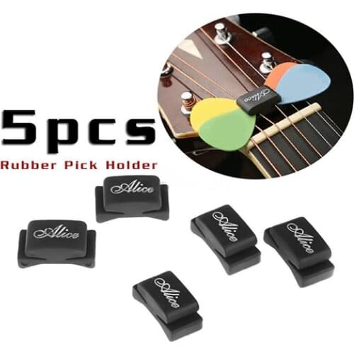 5Pcs Black Rubber 1.2mm Thumb Finger Guitar Pick Holder Fix on Headstock for for Acoustic Electric Guitarra Bass Thickness
