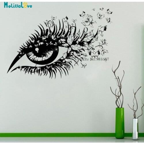 Wild Charming Eye Butterfly Design Makeup Sexy Women Sticker Decal Bedroom Decor Home Art Murals Wall Sticker BB151