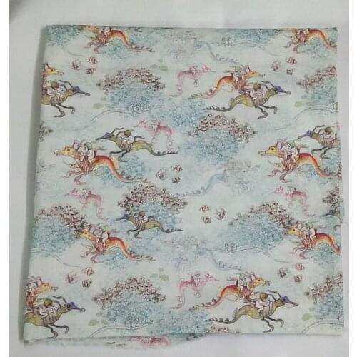 50x105cm Cartoon Sea Horse Fighting War Printed Cotton Fabric Design 023 Fabric Patchwork for Cloth Dress Party Home Decor