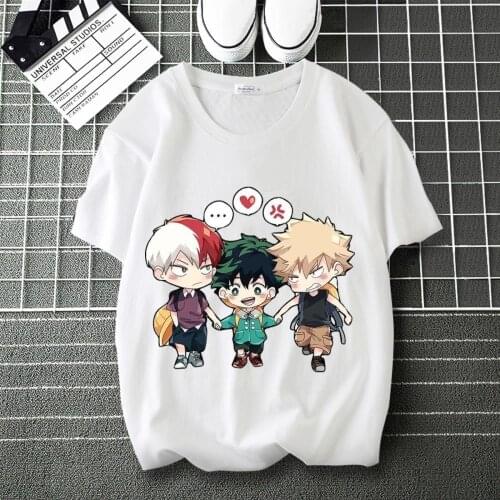 My Hero Academia Deku Design Print summer T-Shirt O-Neck Short Sleeve Modal Top Shirts