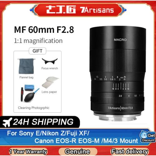 7artisans 60mm F2.8 1:1 Macro Camera Lens Magnification Manual Focus For Sony E Canon RF EOSM Fuji M43 Nikon Z Mount Insect