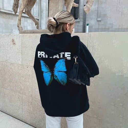 Fashion Winter Explosion Private Butterfly Hoodies Streetwear Harajuku Autumn Warm Long Sleeve Casual Oversized Sweatshirt Top