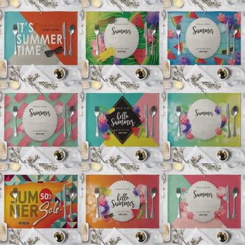 Fashion Print Rectangle Cotton Linen Western Style Table Pad Cut Mats Placemat For Dinner Kitchen Table 40x30cm