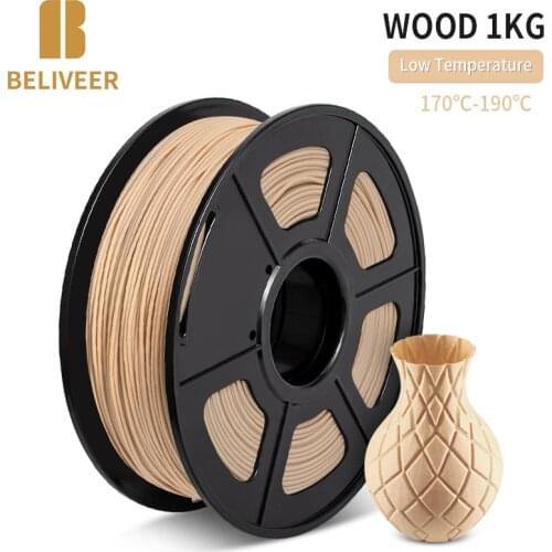 WOOD PLA Filament 1.75mm 3D Printer WOOD PLA Filament For FDM 3D Printer 3D Printing Pen Tolerance +/-0.02MM BELIVEER 3D