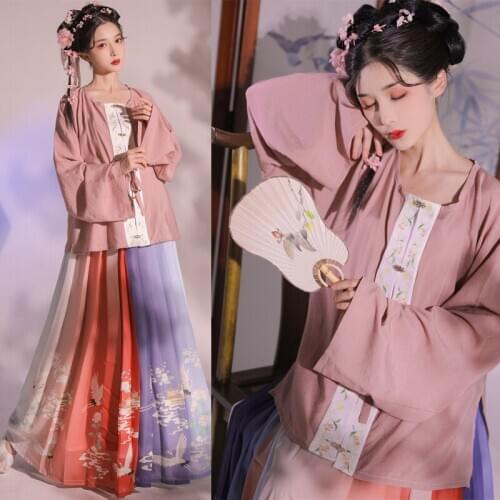 New Women Hanfu Dress Chinese Traditional Hanfu Costume Summer Improved Daily Hanfu Ancient Han Dynasty Princess Clothing SL3440