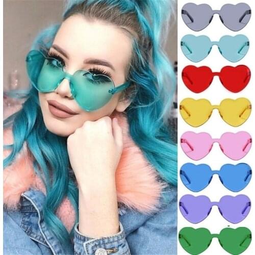 Wholesale Flat Sunglasses For Party,Funny Transparent Recycled Plastic Sunglasses,Popular Candy Color Heart Shaped Sunglasses 4