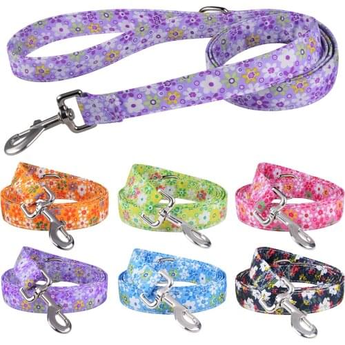 Personalized Adjustable Nylon Sakura Dog Collar Custom Engraved Name Dog Collar Leash Puppy Small Large Pet Dog Collar Leash Set