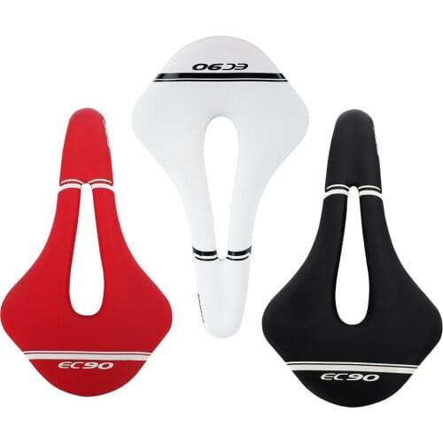 EC90 MTB Road Best Bike Saddle Seat Unisex Men Women Bicycle Racing Saddle PU Leather Breathable Seat Cushion Black Red White