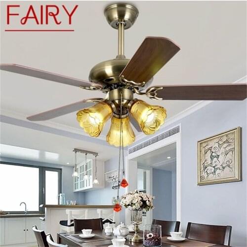FAIRY Ceiling Fan Light Modern Simple Lamp With Straight Blade Remote Control For Home Living Room