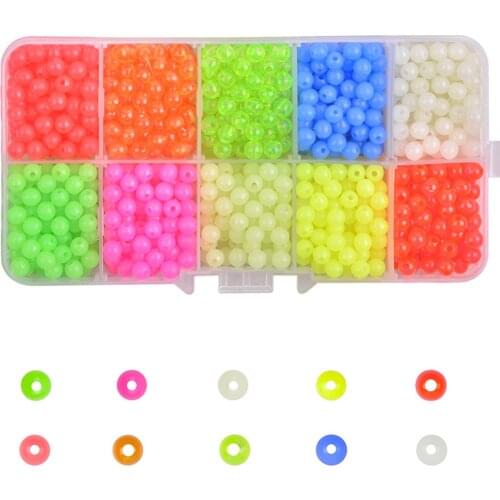 1000Pcs/Box Luminous Fishing Beads Carolina Rigs Taxes Rig tackle Glow Fishing Beads DIY Kit Bass Trout Fishing Lure Accessories
