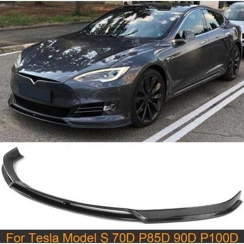 Carbon Fiber Front bumper Lip Spoiler for Tesla Model S 70D P85D 90D P100D Sedan 4 Door 2016 2017 Front Lip Spoiler Chin Apron
