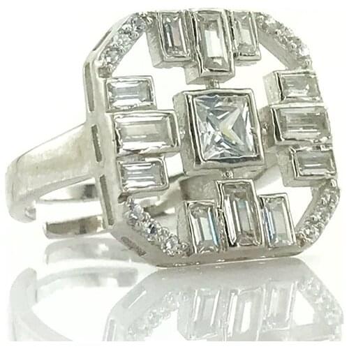 Pointing Finger Ring Baget Zircon Trend Silver Ring