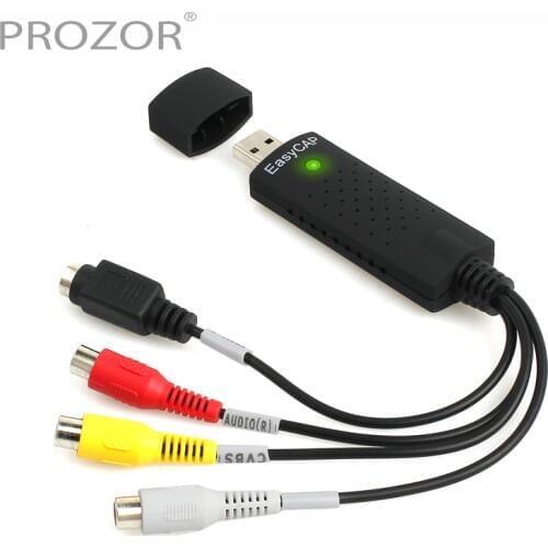 Prozor USB Video Capture Device with Composite S-Video Female Inputs Audio Video Converter Capture Full Scart Kit RCA
