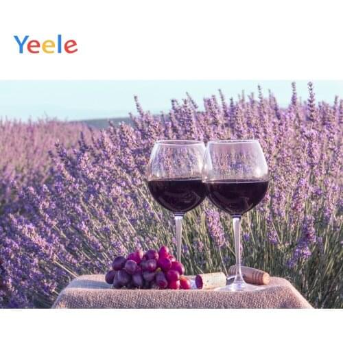 Yeele Lavender Wine Glass Grape Linen Summer Holiday Photography Backgrounds Customized Photographic Backdrops for Photo Studio
