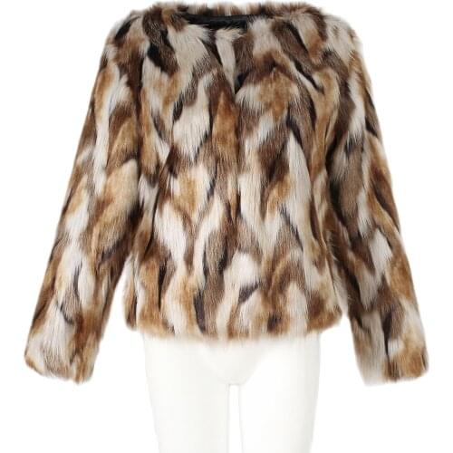 T0784 Europe and America fashion imitation fur Coat Autumn &Winter female Jacket Personality Mixed color Lady Short Coat