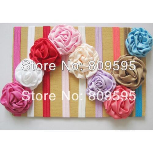 Satin Rose Flower Headband Headwear Hair Accessories 9 pcs per lot