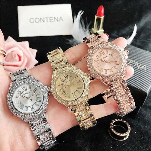 2021 Ladies WrisWatches New Fashion Dress Watch Women Crystal Diamond Watches Stainless Steel Silver Clock Women Montre Femme