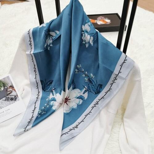 Ladys Floral Square Scarf Womens Silk Scarves in Spring and Summer 70*70cm