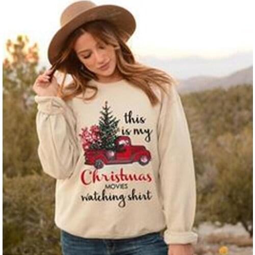 Brand New Women Long Sleeve Sweatshirt Autumn Crew Neck Christmas Tree Casual Pullover Tops Womens Fashion Printed Sweatshirts