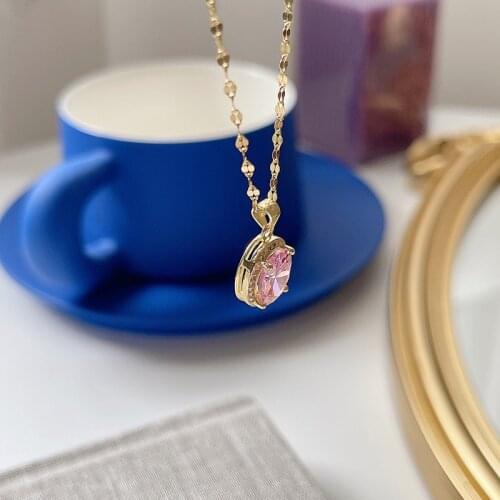 Silvology 925 Sterling Silver Pink Purple Zircon Pendant Necklace for Women Shine Light Luxury Necklace Aesthetics Party Jewelry