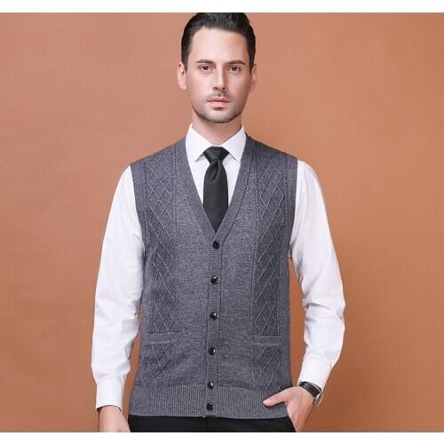 Sweater Men Spring Autumn Mens Vest Wool Sweater Cardigan Sleeveless Buttons Down Basic Knit Vest Fashion Mens Clothes
