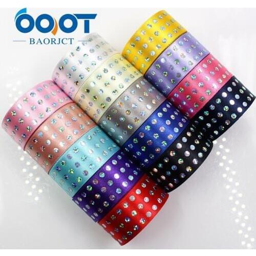 1'' 25MM 2 yards high quality Solid color dots Shiny satin ribbon,DIY handmade gift packaging wedding decoration 184112