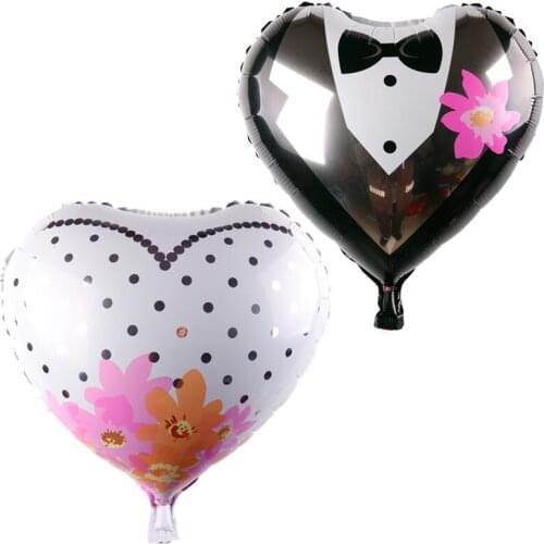 1pcs aluminum foil balloon wedding dress the bride and groom party balloons wholesale