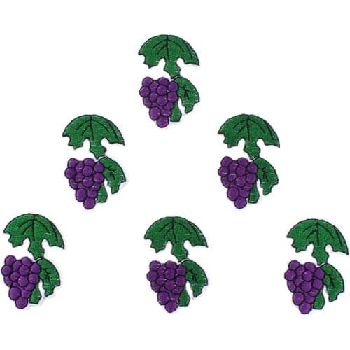 10pcs/lot DIY Grape Stickers Embroidery Fruits Patch Handmade Clothing Jeans Backpack Coats Sew On Motif Badge Garment Appliques