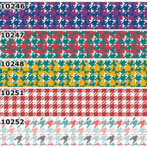 10yards - Different Sizes --New Hundstooths Style Printed Grosgrain Ribbon DIY Materials