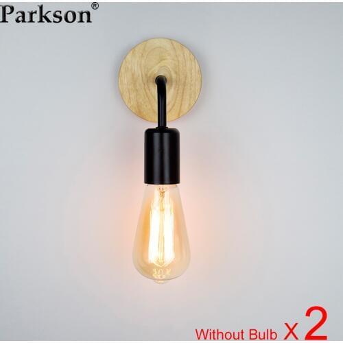 2Pcs Wood Wall Lights Vintage Retro Wall Lamp E27 110V 220V Bedside Lamp Industrial Decor Dining Room Bedroom Sconce Wall Light