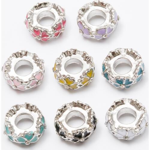 5Pcs/Lot Silver Plated flower Charms Beads European DIY Beads Fit Pandora Charms Bracelets & Bangle Fashion Jewelry js1009