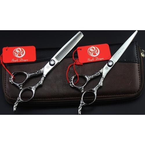 586# 6.0'' Brand Purple Dragon TOP GRADE Hairdressing Scissors JP 440C Barberss Cutting Scissors Thinning Shears Hair Scissors