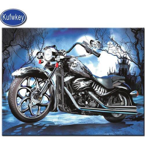 DIY handwork diamond mosaic motorcycl Halloween night Full square round Mosaic embroidery new diamond painting set car scenery