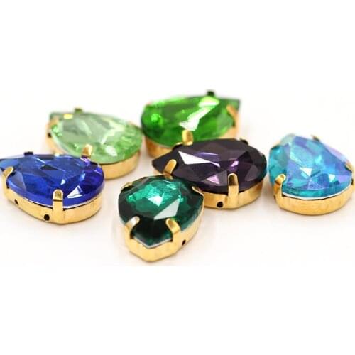 Top Quality Diamond Strass Glass Sew-on Rhinestones with Golden Claw for Diy Craft Christmas Clothing Garment Decoration Jewelry