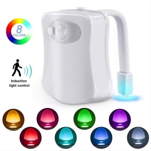 Hot Sale 8 / 16 Color RGB Night Light Dry Battery Motion Sensor Light Waterproof Backlight For Toilet Lighting Easy Install