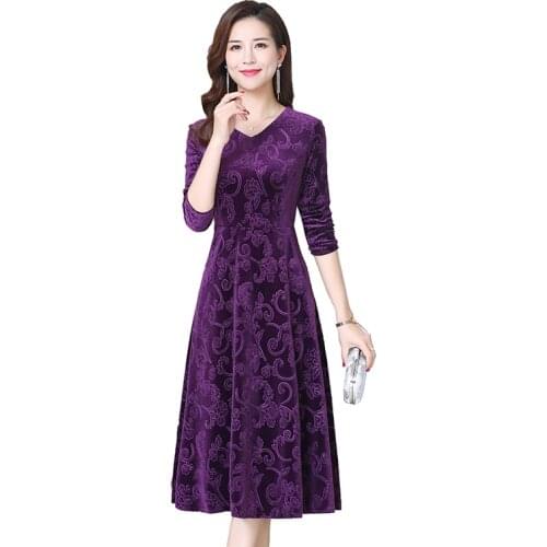 Plus Size Velvet Long Sleeve Autumn Winter Maxi Dress Casual Basic Party Dress Women 2020 Slim Femme High Waist Retro Vestidos