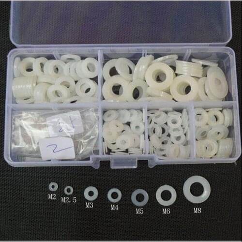 White Nylon Flat Washer Plastic Insulation Plated Flat Spacer Seal Gasket Rings Set Assortment Kit Box M2 M2.5 M3 M4 M5 M6 M8