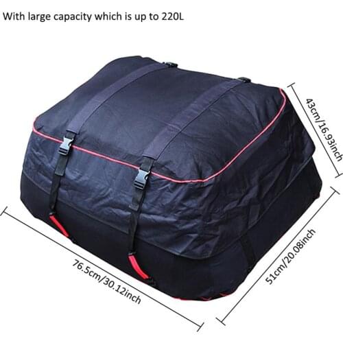 220L Large Waterproof Car Cargo Roof Bag 76.5*51*43cm Rooftop Luggage Carrier Black Storage Cube Bag Travel SUV Van For Cars